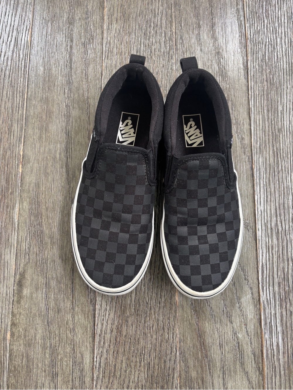 Vans Black Checkerboard Slip-On Loafers